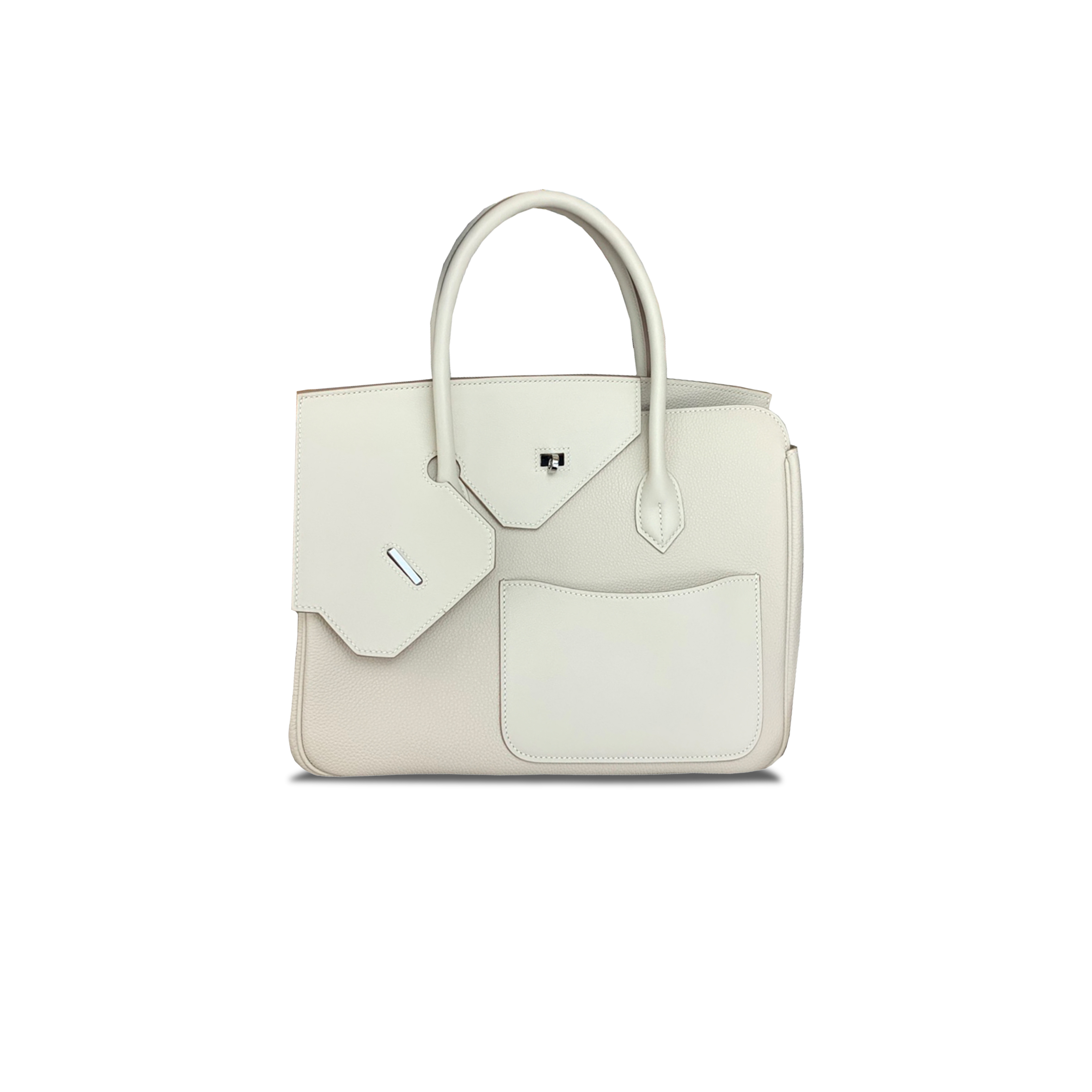 HERMÈS MASTER BIRKIN 30 TOGO AND SWIFT NATURELLE LEATHER WHITE SILVER BUCKLE H028539CK02 (30*22*16cm)